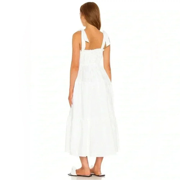 NWT Faithfull the Brand Bellamy Bridal Graduation Linen Midi Dress Plain White - Picture 2 of 5